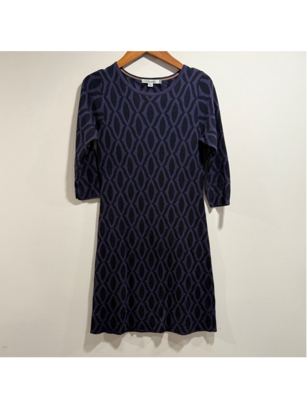 Boden‎ Navy and Purple Long Sleeve Dress Size 8